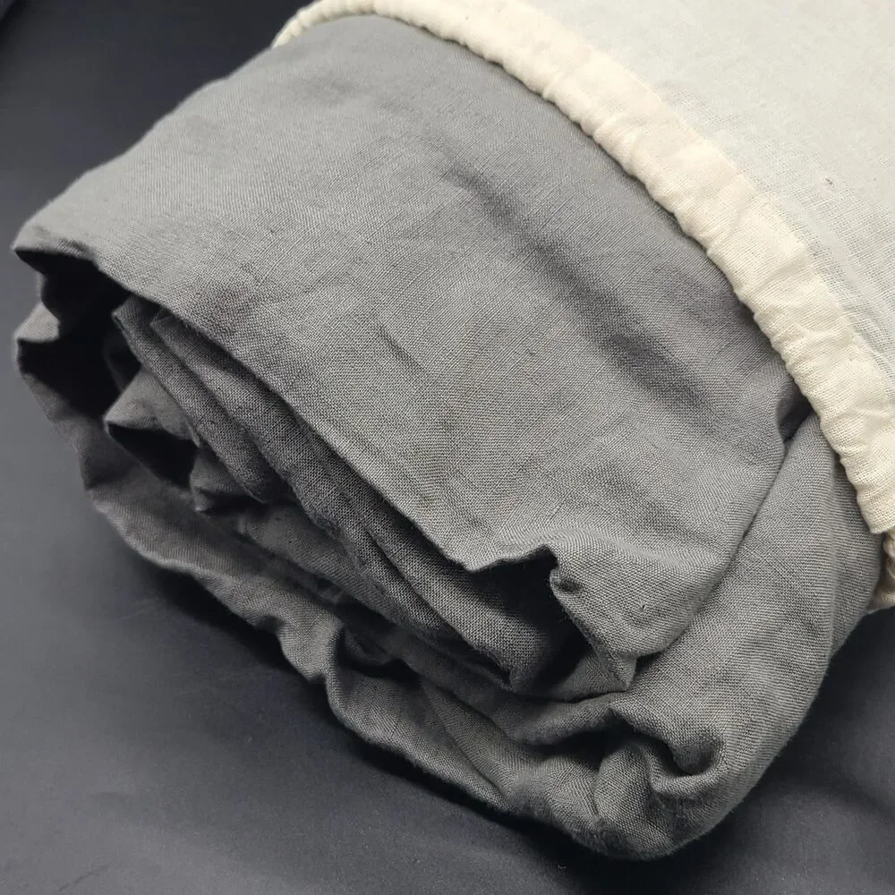 Coyuchi Organic Linen Relaxed Fitted Sheet FULL Size Slate Gray New